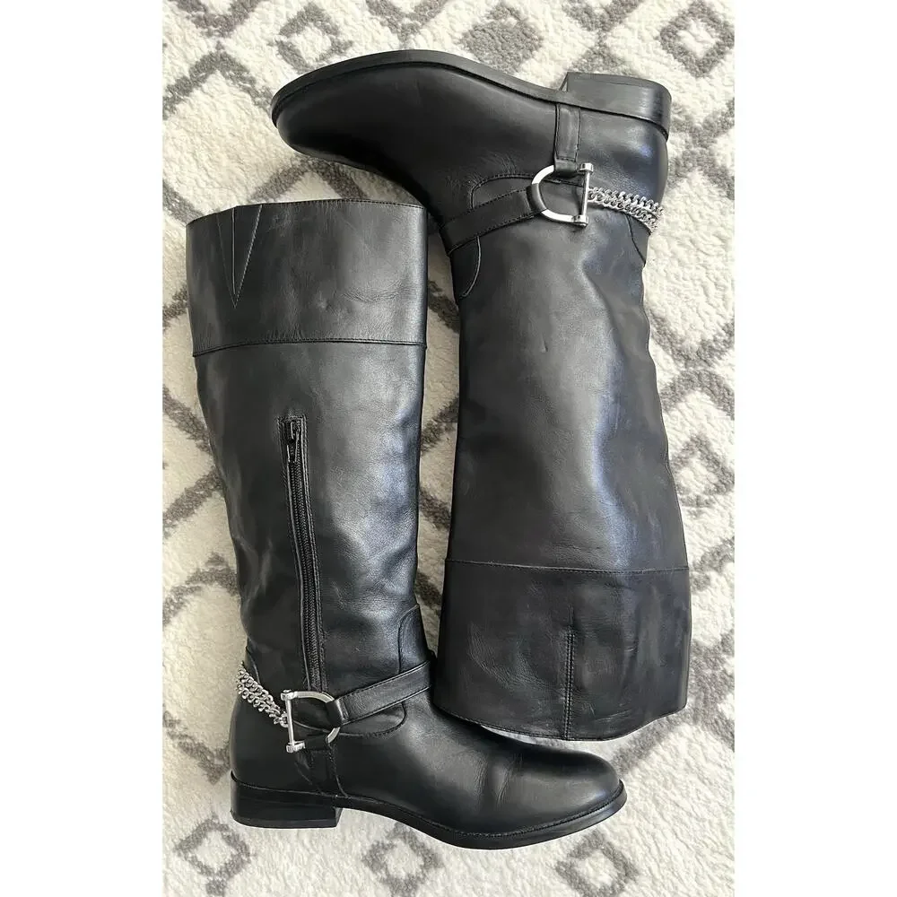 RALPH LAUREN Jacqui Black leather D-Ring Harness Tall Equestrian Boots - Picture 7 of 12